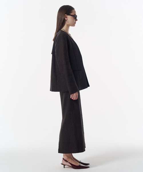 JOSE MOON(ジョゼムーン)の「NO COLLAR JACKET/ノーカラージャケット(ノーカラージャケット・レディース・ブラック/ブラウン・38/36)」の13枚目の写真