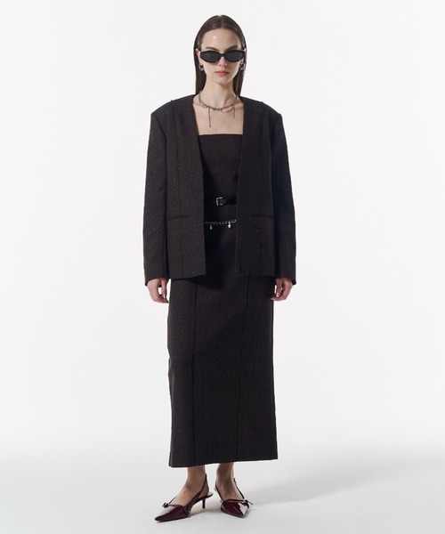 JOSE MOON(ジョゼムーン)の「NO COLLAR JACKET/ノーカラージャケット(ノーカラージャケット・レディース・ブラック/ブラウン・38/36)」の9枚目の写真