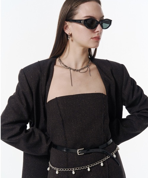 JOSE MOON(ジョゼムーン)の「NO COLLAR JACKET/ノーカラージャケット(ノーカラージャケット・レディース・ブラック/ブラウン・38/36)」の6枚目の写真