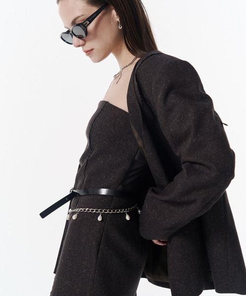 JOSE MOON(ジョゼムーン)の「NO COLLAR JACKET/ノーカラージャケット(ノーカラージャケット・レディース・ブラック/ブラウン・38/36)」の7枚目の写真