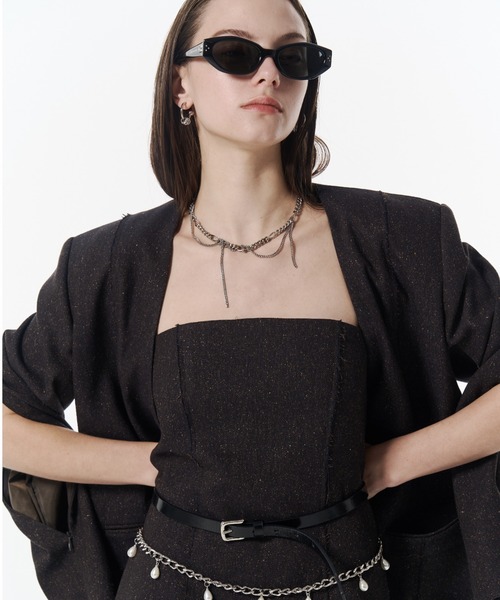 【ご希望価格】René⭐️ノーカラー黒ジャケット フリンジ仕上げ ご希望価格】René⭐️ノーカラー黒ジャケット フリンジ仕上げ ご希望