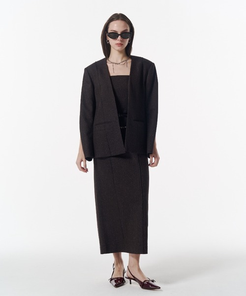 JOSE MOON(ジョゼムーン)の「NO COLLAR JACKET/ノーカラージャケット(ノーカラージャケット・レディース・ブラック/ブラウン・38/36)」の17枚目の写真
