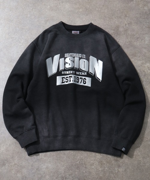 VISION STREET WEAR（ヴィジョンストリートウェア）の「【VISION STREET WEAR/ヴィジョンストリートウェア】Bleach College TRN/ブリーチ加工 カレッジロゴ スウェット トレーナー（スウェット・メンズ・ライトグレー/ブルー/ブラック・LL/L/M）」の8枚目の写真
