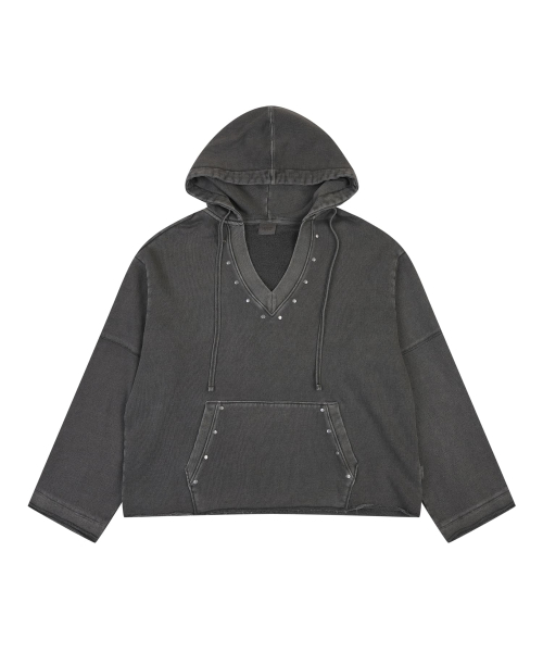 ORDINARY HOLIDAY（オーディナリー ホリデー）の「PIGMENT DEEP V-NECK HOODIE [CHARCOAL]（パーカー・レディース・その他・FREE）」の3枚目の写真