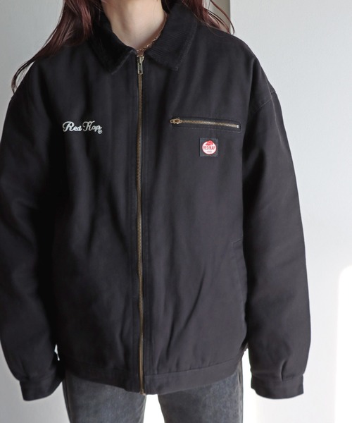 RED KAP（レッドキャップ）の「【RED KAP/レッドキャップ】 襟コーデュロイダックジャケット（ブルゾン・レディース・ブラック/カーキ/ベージュ・M/L/XL）」の5枚目の写真