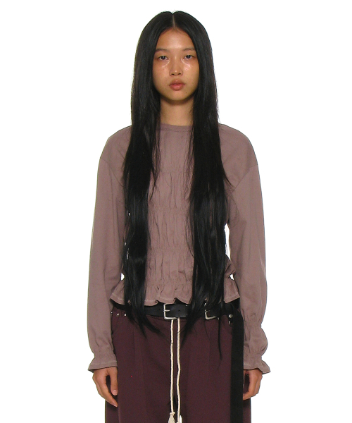 PARTIMENTO WOMEN(パルティメントウィメン)の「スモークドロングスリーブトップ_モカ(Tシャツ/カットソー・レディース・その他・S/M)」の1枚目の写真
