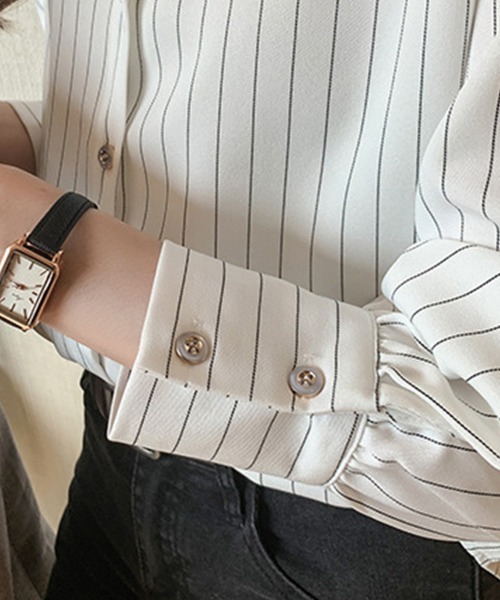 Flugge(フラッジー)の「大人ストライプシャツ(シャツ/ブラウス・レディース・ネイビー/ホワイト・LARGE/MEDIUM)」の5枚目の写真