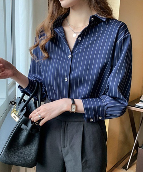Flugge(フラッジー)の「大人ストライプシャツ(シャツ/ブラウス・レディース・ネイビー/ホワイト・LARGE/MEDIUM)」の10枚目の写真