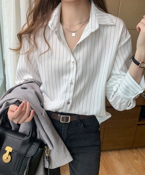 Flugge(フラッジー)の「大人ストライプシャツ(シャツ/ブラウス・レディース・ネイビー/ホワイト・LARGE/MEDIUM)」の11枚目の写真