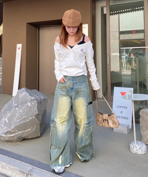 RAY CASSIN(レイカズン)の「胸刺繍UネックヘンリーロンT 無地 / ボーダー(Tシャツ/カットソー・レディース・グレー/ホワイト系その他2/グレー系その他2/ホワイト/ホワイト系その他・FREE)」の21枚目の写真