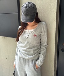 RAY CASSIN（レイカズン）の「【5色展開　無地 / ボーダー】胸刺繍UネックヘンリーロンT（Tシャツ/カットソー）」