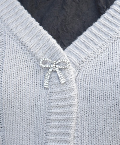 axes femme(アクシーズファム)の「リボン釦編み上げニットCD(カーディガン/ボレロ・レディース・グレー/イエロー/ホワイト/ピンク・FREE)」の13枚目の写真