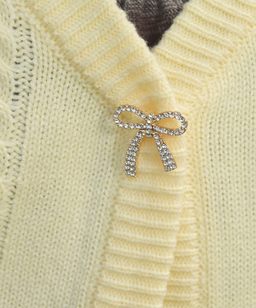 axes femme(アクシーズファム)の「リボン釦編み上げニットCD(カーディガン/ボレロ・レディース・グレー/イエロー/ホワイト/ピンク・FREE)」の14枚目の写真