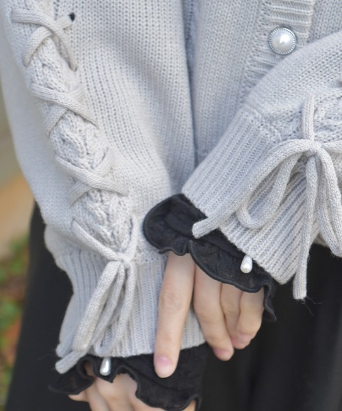 axes femme(アクシーズファム)の「リボン釦編み上げニットCD(カーディガン/ボレロ・レディース・グレー/イエロー/ホワイト/ピンク・FREE)」の17枚目の写真