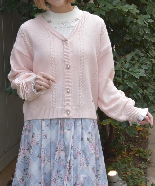 axes femme(アクシーズファム)の「リボン釦編み上げニットCD(カーディガン/ボレロ・レディース・グレー/イエロー/ホワイト/ピンク・FREE)」の19枚目の写真