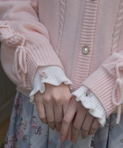 axes femme(アクシーズファム)の「リボン釦編み上げニットCD(カーディガン/ボレロ・レディース・グレー/イエロー/ホワイト/ピンク・FREE)」の22枚目の写真