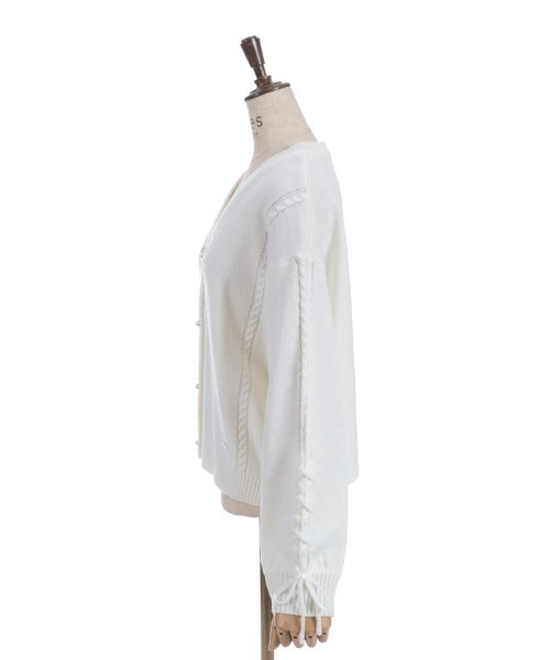 リボン釦編み上げニットCD（カーディガン/ボレロ）｜axes femme