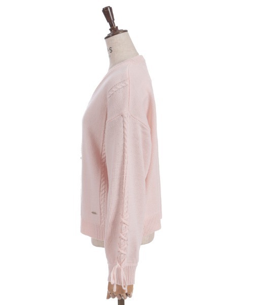 axes femme(アクシーズファム)の「リボン釦編み上げニットCD(カーディガン/ボレロ・レディース・グレー/イエロー/ホワイト/ピンク・FREE)」の5枚目の写真