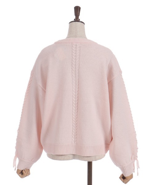 axes femme(アクシーズファム)の「リボン釦編み上げニットCD(カーディガン/ボレロ・レディース・グレー/イエロー/ホワイト/ピンク・FREE)」の6枚目の写真