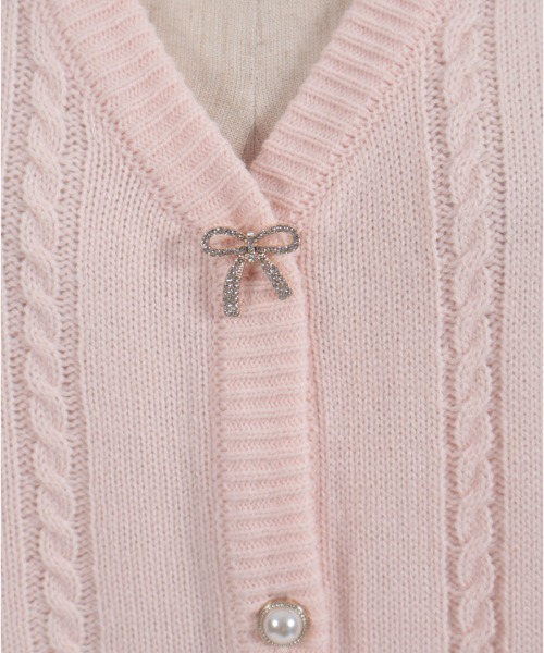 axes femme(アクシーズファム)の「リボン釦編み上げニットCD(カーディガン/ボレロ・レディース・グレー/イエロー/ホワイト/ピンク・FREE)」の7枚目の写真