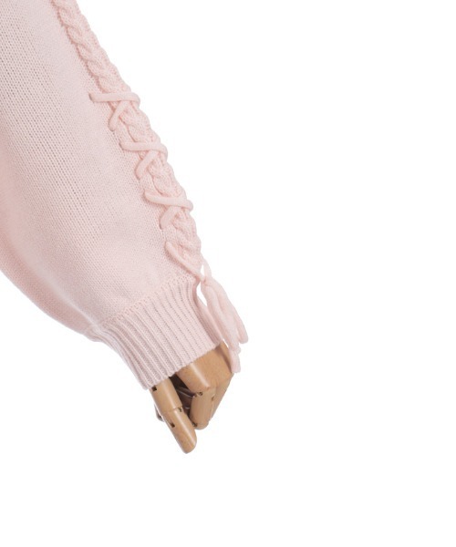 axes femme(アクシーズファム)の「リボン釦編み上げニットCD(カーディガン/ボレロ・レディース・グレー/イエロー/ホワイト/ピンク・FREE)」の8枚目の写真