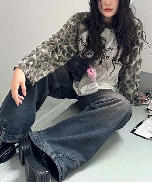 SHEENA(シーナ)の「カモフラ柄ラグランスリーブワッフルロンT(Tシャツ/カットソー・レディース・ライトグレー・M)」の11枚目の写真