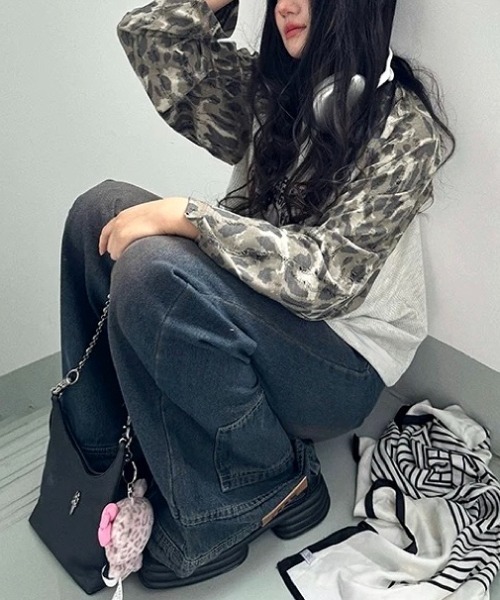 SHEENA(シーナ)の「カモフラ柄ラグランスリーブワッフルロンT(Tシャツ/カットソー・レディース・ライトグレー・M)」の12枚目の写真