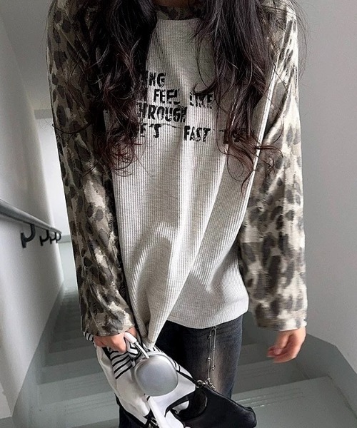 SHEENA(シーナ)の「カモフラ柄ラグランスリーブワッフルロンT(Tシャツ/カットソー・レディース・ライトグレー・M)」の15枚目の写真