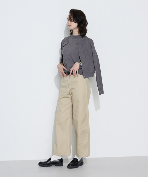 COMME CA（コムサ）の「コットンダルストレッチ ケーブルカーディガン（カーディガン/ボレロ・レディース・ブルー/オフホワイト/グレー・11号/9号）」の4枚目の写真