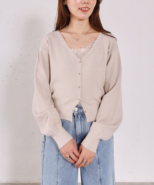 archives（アルシーヴ）の「レーストリムニットアンサンブル（ニット/セーター・レディース・チャコールグレー/ブルー/ホワイト・MEDIUM）」の4枚目の写真