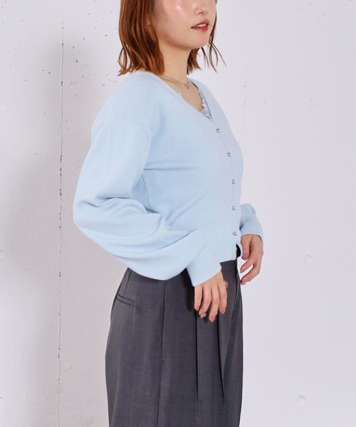 archives（アルシーヴ）の「レーストリムニットアンサンブル（ニット/セーター・レディース・チャコールグレー/ブルー/ホワイト・MEDIUM）」の20枚目の写真