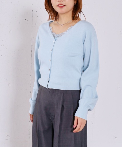 archives（アルシーヴ）の「レーストリムニットアンサンブル（ニット/セーター・レディース・チャコールグレー/ブルー/ホワイト・MEDIUM）」の19枚目の写真