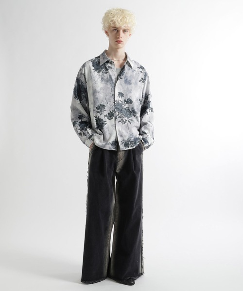 HARE（ハレ）の「FLOWER ARTシャツ(HARE)（シャツ/ブラウス・メンズ・ブラック系その他/ブラック/ホワイト/ブルー・FREE）」の5枚目の写真