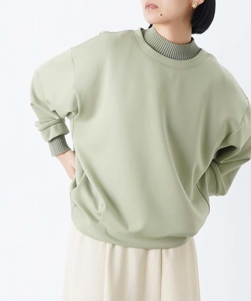 LUCA/LADY LUCK LUCA（ルカ/レディラックルカ）の「LC/LLL ニットレイヤード風ダンボールプルオーバー（Tシャツ/カットソー・レディース・チャコールグレー/アイボリー/グリーン・FREE）」の3枚目の写真