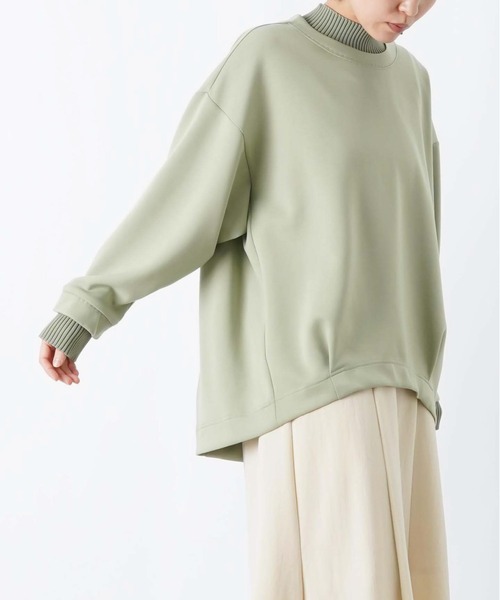 LUCA/LADY LUCK LUCA（ルカ/レディラックルカ）の「LC/LLL ニットレイヤード風ダンボールプルオーバー（Tシャツ/カットソー・レディース・チャコールグレー/アイボリー/グリーン・FREE）」の14枚目の写真