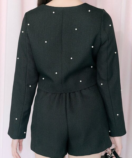 OLIVE des OLIVE（オリーブデオリーブ）の「【Belle Charme】Pearl Tweed Jacket（ノーカラージャケット・レディース・ブラック/アイボリー/ピンク・FREE）」の17枚目の写真