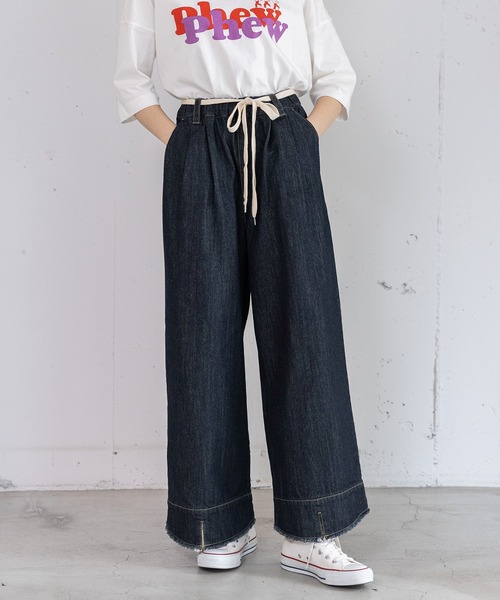 POU DOU DOU(プードゥドゥ)の「スリットヘムタックデニムパンツ(デニムパンツ・レディース・インディゴブルー/ブルー系その他・3)」の6枚目の写真