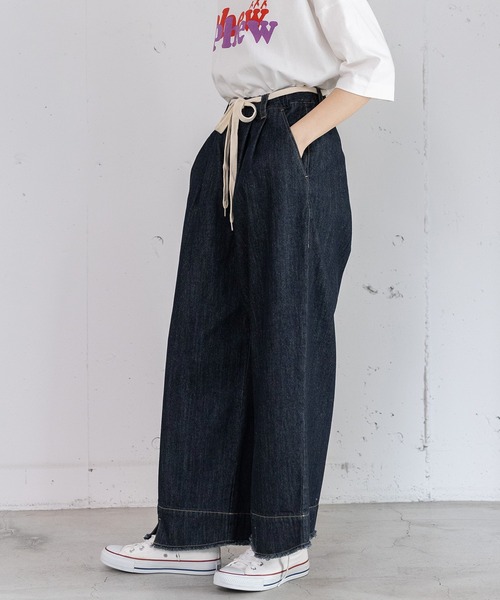 POU DOU DOU(プードゥドゥ)の「スリットヘムタックデニムパンツ(デニムパンツ・レディース・インディゴブルー/ブルー系その他・3)」の8枚目の写真