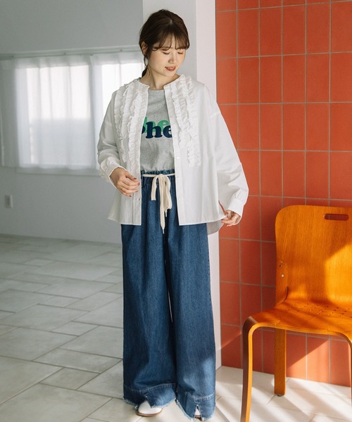 POU DOU DOU(プードゥドゥ)の「スリットヘムタックデニムパンツ(デニムパンツ・レディース・インディゴブルー/ブルー系その他・3)」の10枚目の写真