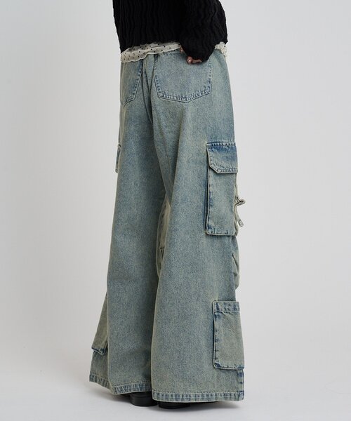 w closet（ダブルクローゼット）の「ポケットカーゴデニム（デニムパンツ・レディース・オフホワイト/ブルー・FREE）」の6枚目の写真