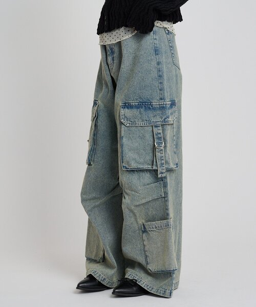 w closet（ダブルクローゼット）の「ポケットカーゴデニム（デニムパンツ・レディース・オフホワイト/ブルー・FREE）」の7枚目の写真