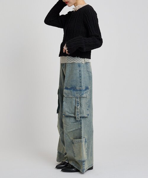 w closet（ダブルクローゼット）の「ポケットカーゴデニム（デニムパンツ・レディース・オフホワイト/ブルー・FREE）」の9枚目の写真