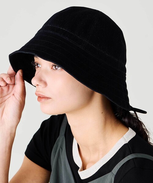 KIJIMA TAKAYUKI(キジマ タカユキ)の「KIJIMA TAKAYUKI | FLOCKY PRINTED DENIM 2WAY SAILOR HAT WOMEN(ハット・レディース・ブラック/ブラウン・1)」の3枚目の写真