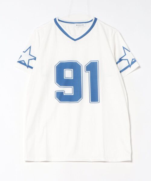 WARAIJOGO(ワライジョウゴ)の「アメリカンフットボール シャツ Y2K 韓国 ヒップホップ(BDS)(Tシャツ/カットソー・メンズ・ブラック/ホワイト/ピンク・FREE)」の1枚目の写真