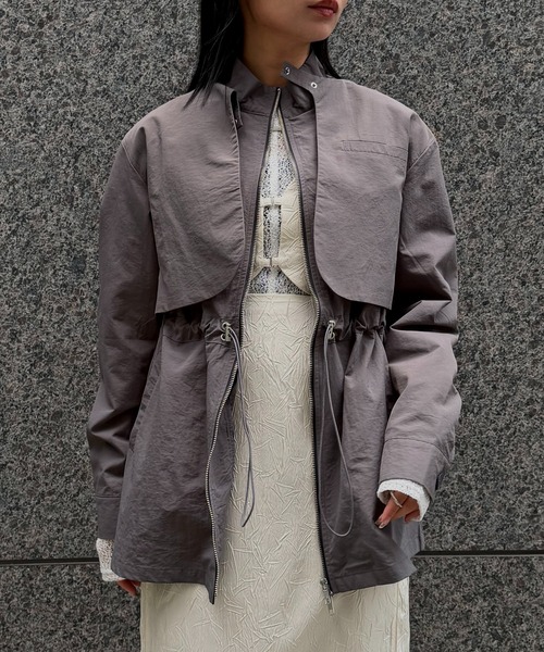 &g'aime(アンジェム)の「【&g'aime 】3wayドロストオーバージャケット 3-Way Drawstring Over Jacket(ナイロンジャケット・レディース・ブルー/グレー/ブラック/ライトグレー/チャコールグレー・FREE)」の4枚目の写真