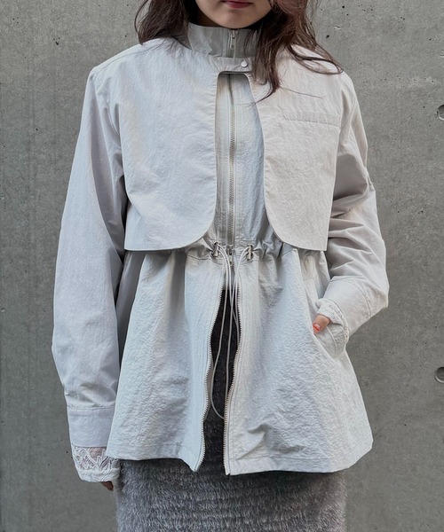 &g'aime(アンジェム)の「【&g'aime 】3wayドロストオーバージャケット 3-Way Drawstring Over Jacket(ナイロンジャケット・レディース・ブルー/グレー/ブラック/ライトグレー/チャコールグレー・FREE)」の1枚目の写真