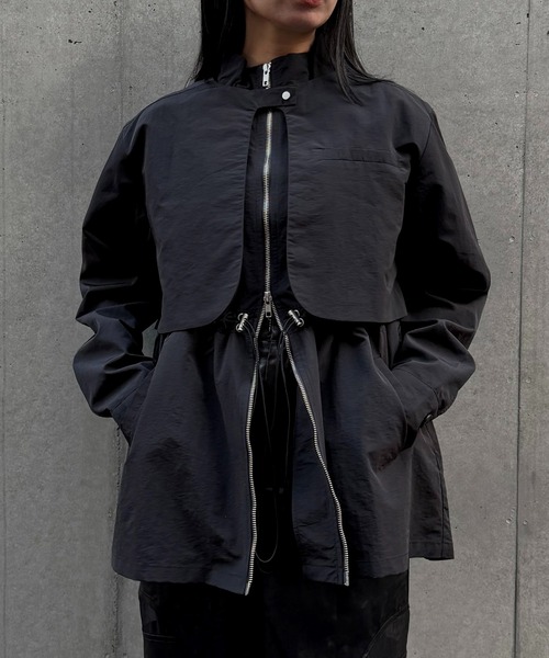 &g'aime(アンジェム)の「【&g'aime 】3wayドロストオーバージャケット 3-Way Drawstring Over Jacket(ナイロンジャケット・レディース・ブルー/グレー/ブラック/ライトグレー/チャコールグレー・FREE)」の2枚目の写真