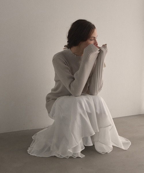 MIELI INVARIANT（ミエリインヴァリアント）の「Aurora Tiered Sheen Skirt（スカート・レディース・ライトグレー・FREE）」の2枚目の写真