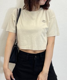 プレート付きピグメントクロップドTシャツ
