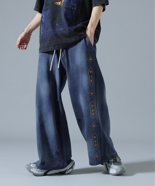 DANKE SCHON(ダンケシェーン)の「DankeSchon/ダンケシェーン/STUDS SWEAT BAGGY PANTS(スウェットパンツ・メンズ・ブラウン/グレー/ネイビー・S/L/M)」の1枚目の写真